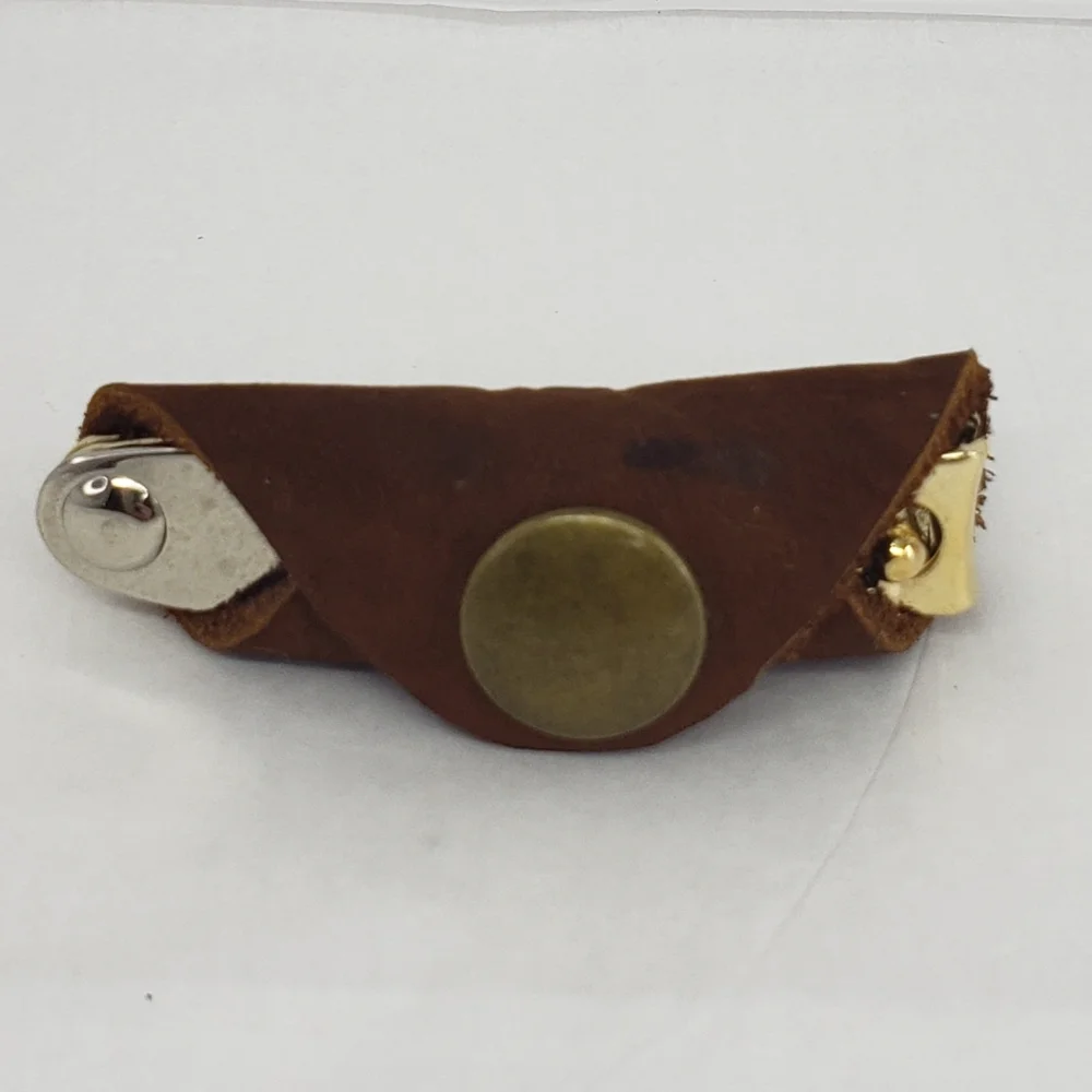 Rustic Leather Nail Clipper Keychain Carry Travel Secure Snap Handmade - Picture 3 of 6